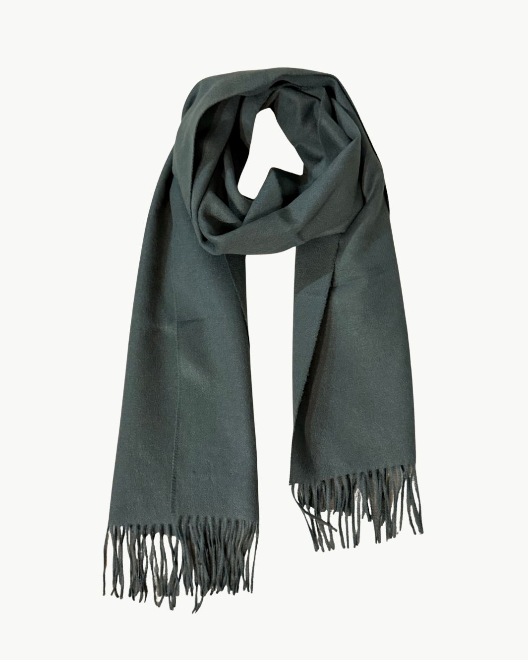 CASHMERE DOUBLE FACE SOLID LONG SCARF IN MALACHITE