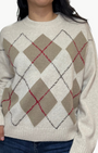 White & Warren CASHMERE ARGYLE CREW at Romi Boutique