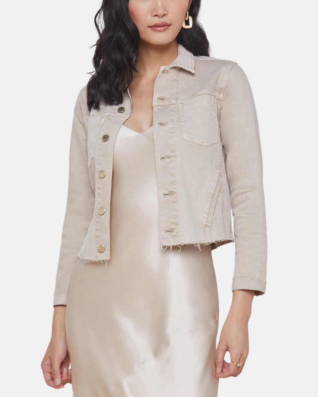 JANELLE SLIM RAW JACKET IN BISCUIT - Romi Boutique