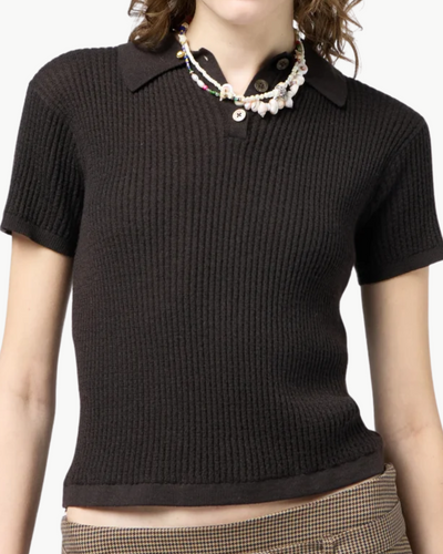 SHRUNKEN POLO IN BURNT COCOA