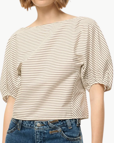 DIDI TOP IN IVORY/DARK OAK MICRO STRIPE