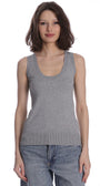 Minnie Rose SUPIMA COTTON CASHMERE SCOOP NECK TANK at Romi Boutique