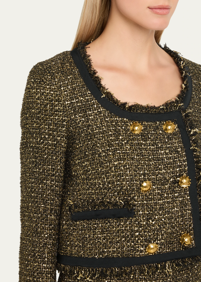 ANISA TWEED U-NECK JACKET IN TAPESTRY