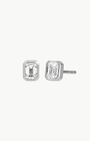 EF Collection Bezel Set Emerald Cut Diamond Stud Earring at Romi Boutique