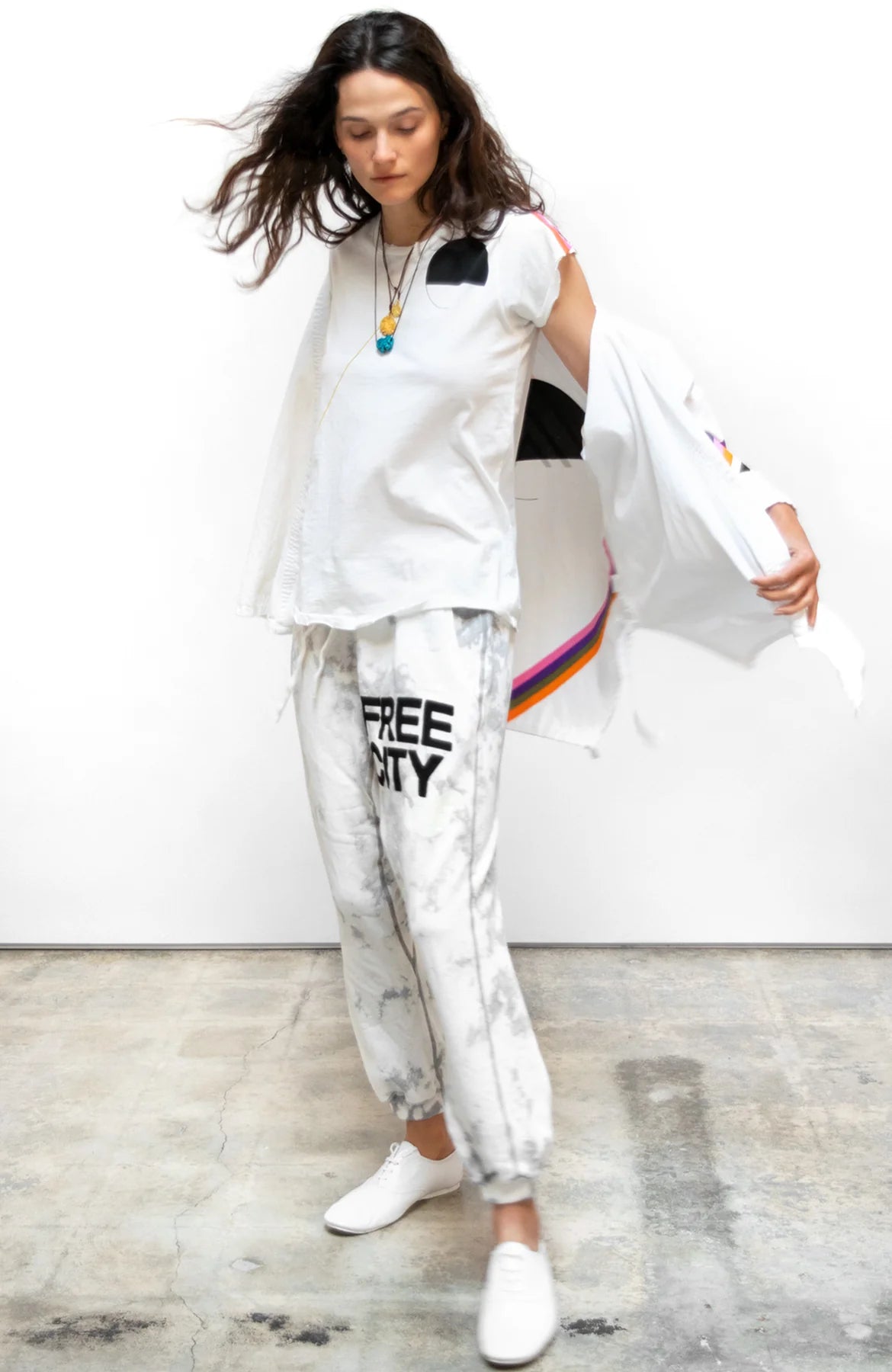 FREECITY LARGE POCKET SWEATPANT IN WHITE STORM - Romi Boutique