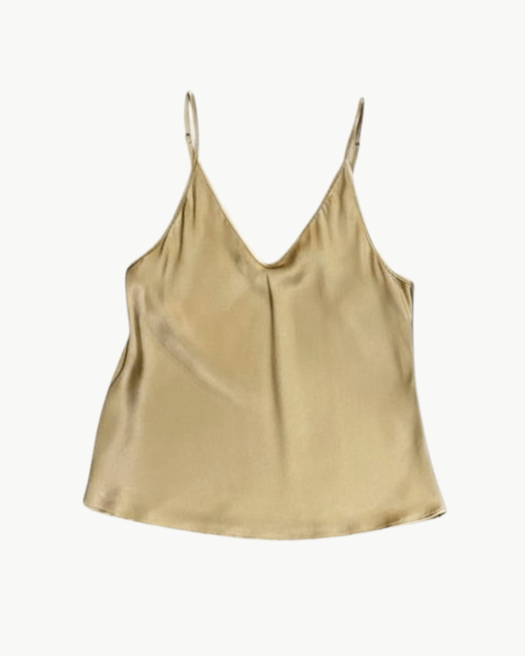 V-NECK SILK CAMI IN CARAMEL - Romi Boutique