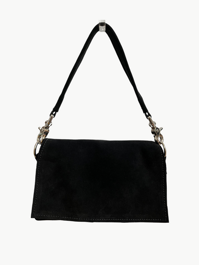 MADISON SHOULDER BAG IN BLACK SUEDE