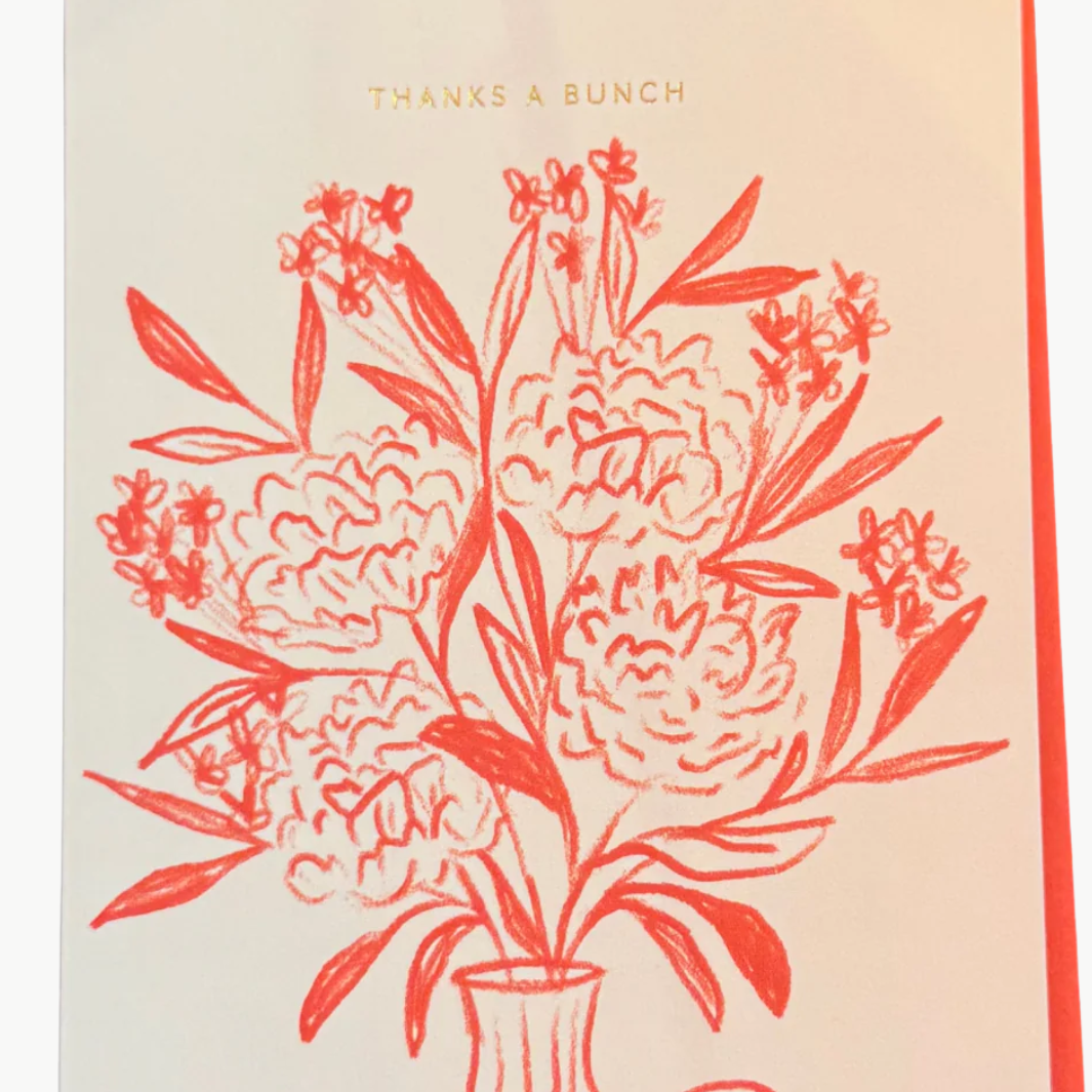 Ramona & Ruth THANKS A BUNCH RED BOUQUET GREETING CARD at Romi Boutique