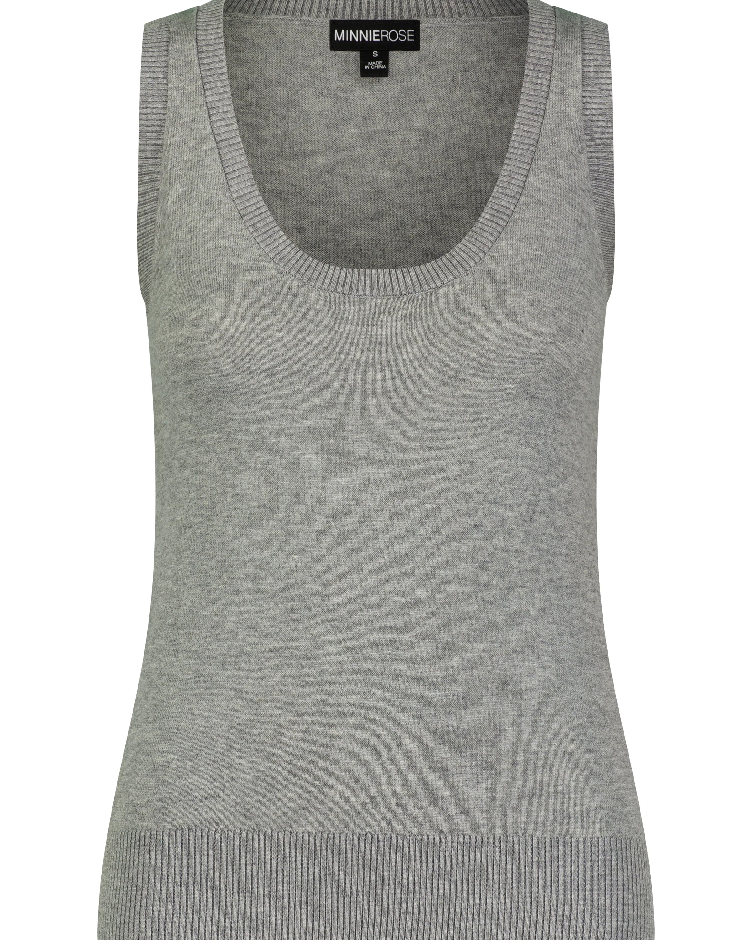 SUPIMA COTTON CASHMERE SCOOP NECK TANK IN ASH GREY by Minnie Rose - Romi Boutique