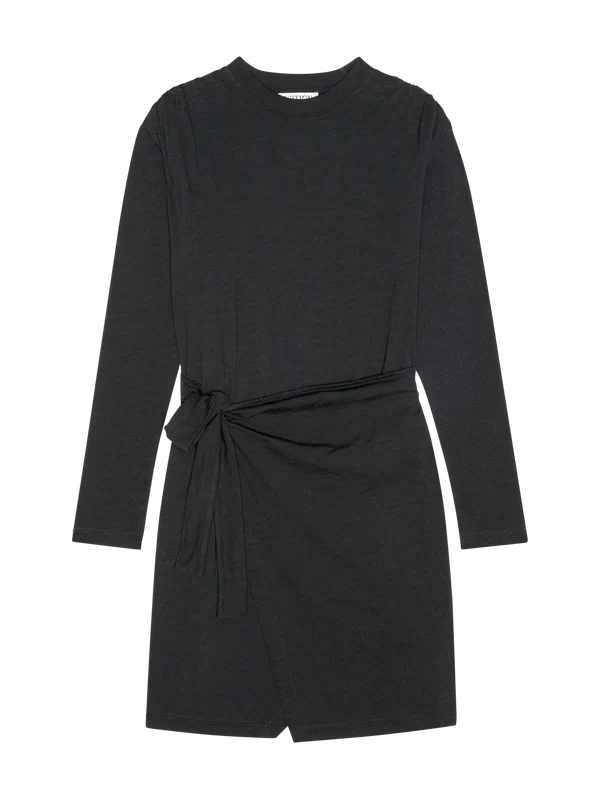 TAYLOR WRAP MINI DRESS IN JET BLACK