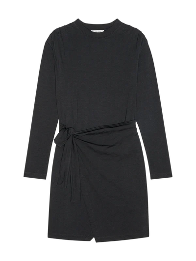TAYLOR WRAP MINI DRESS IN JET BLACK