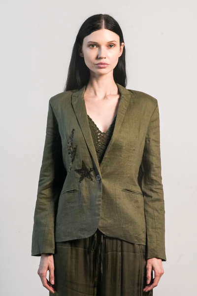PARIS LINEN JACKET IN OLIVE