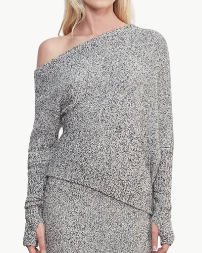 BOUCLE KNIT SLOUCH SWEATER IN PEPPER