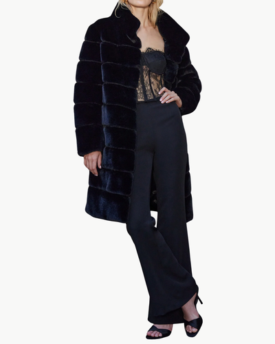 CHRISTIE FAUX FUR COAT IN BLACK