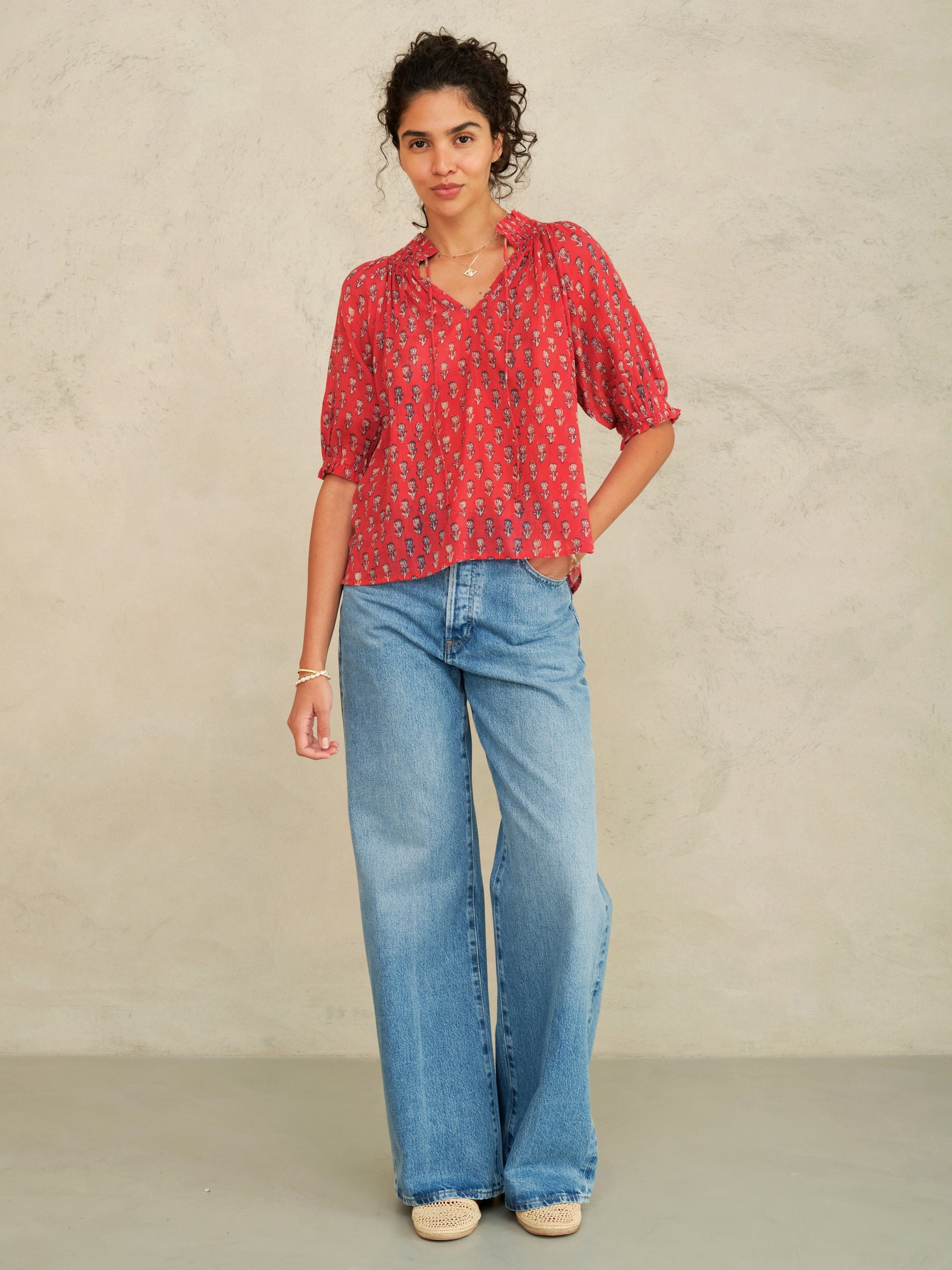 Mabe Ari Gathered Top at Romi Boutique