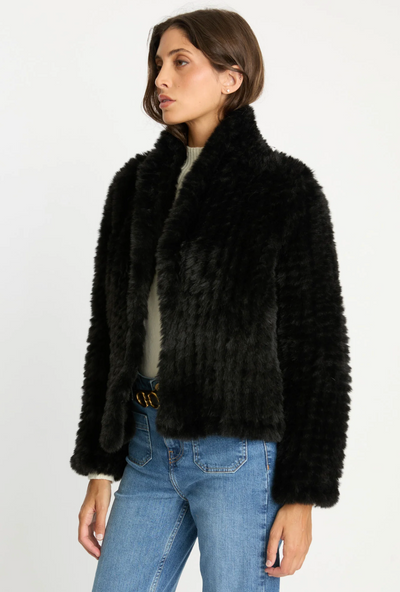 IVANNA FAUX FUR JACKET IN BLACK