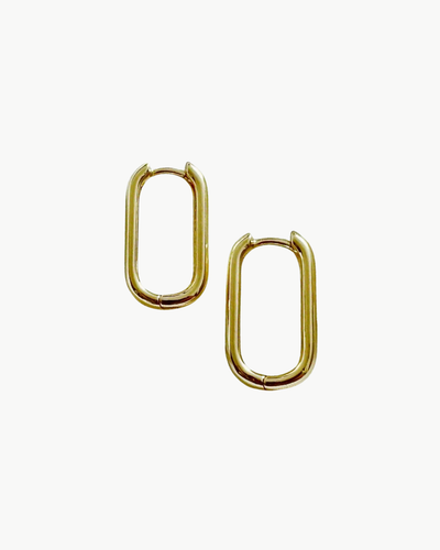 KAMRYN OBLONG OVAL HOOPS IN GOLD - Romi Boutique