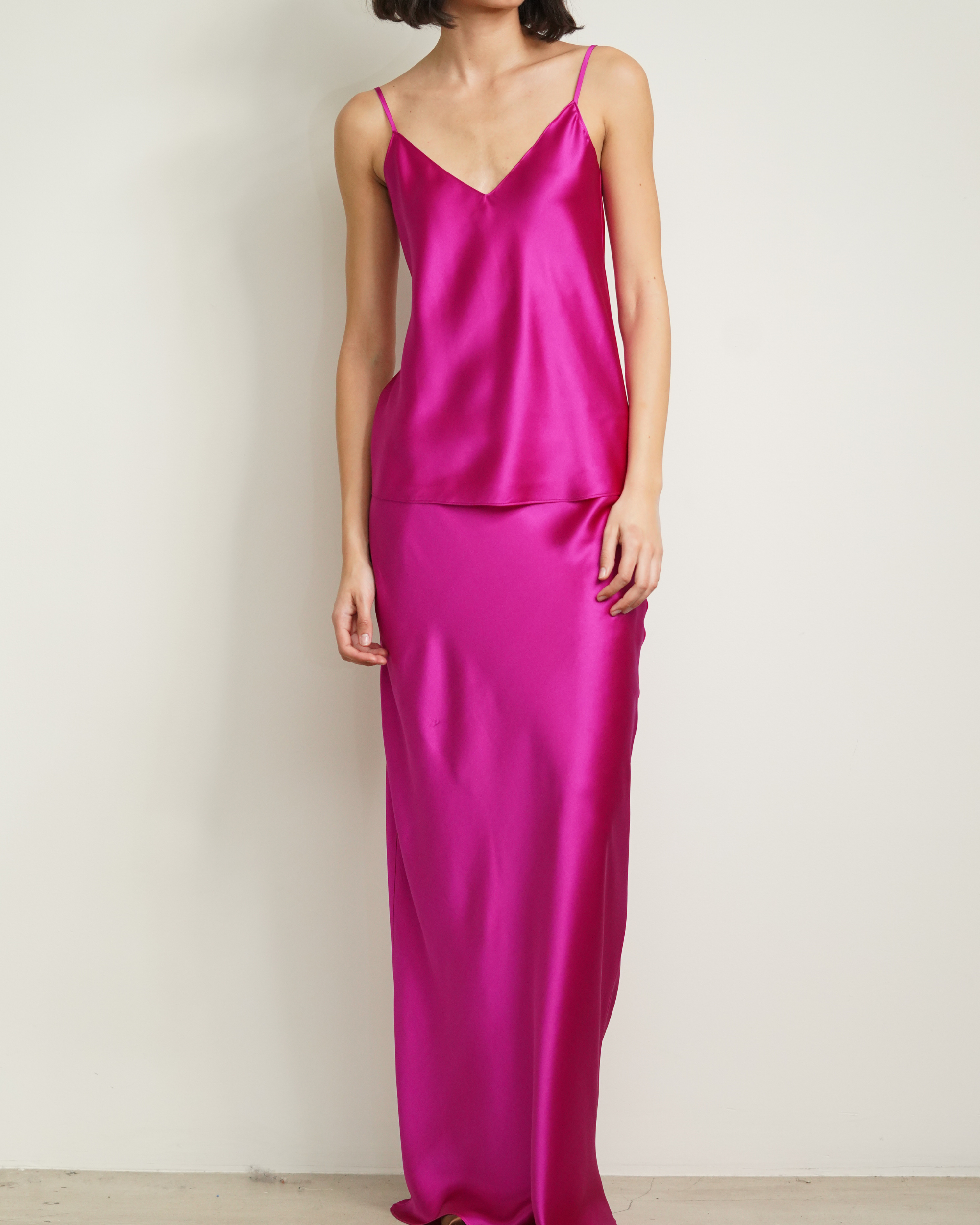 GLORIA V-NECK SILK CAMI IN MAGENTA by Sablyn - Romi Boutique