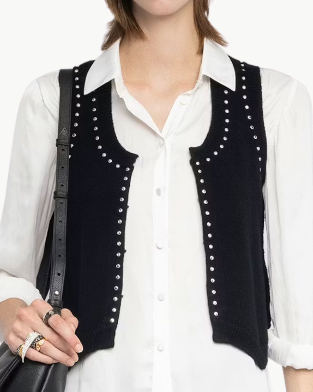 DUBLIN WESTERN SWEATER VEST STUDS IN BLACK