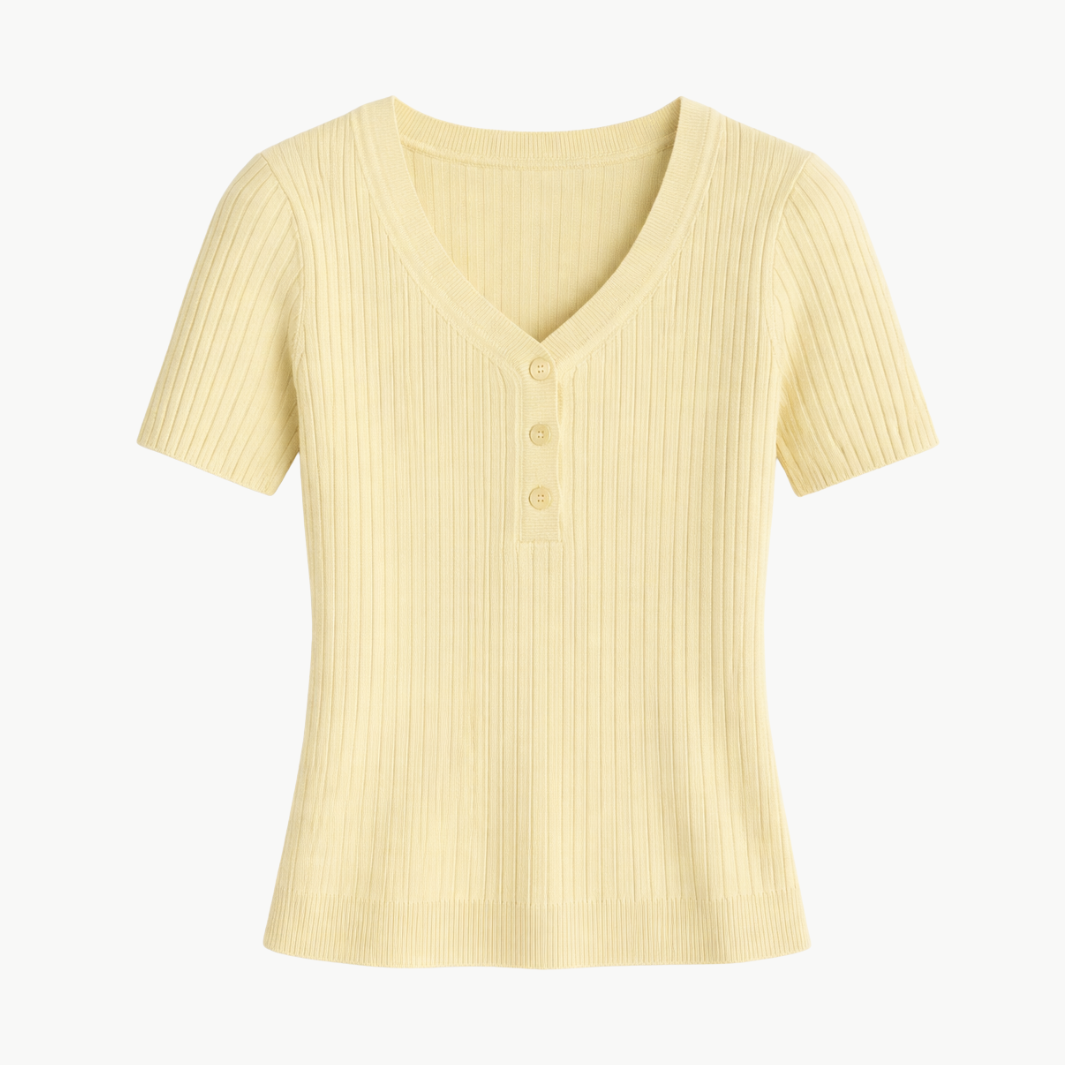 Sablyn KENNEDY V-NECK HENLEY SHORT SLEEVE at Romi Boutique