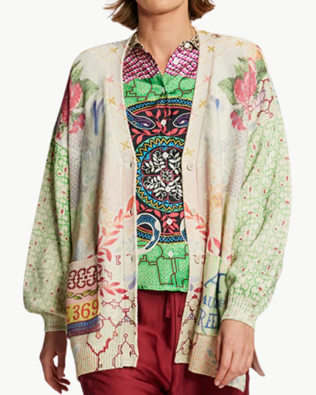 Me369 LIV LONG PRINTED CARDIGAN at Romi Boutique