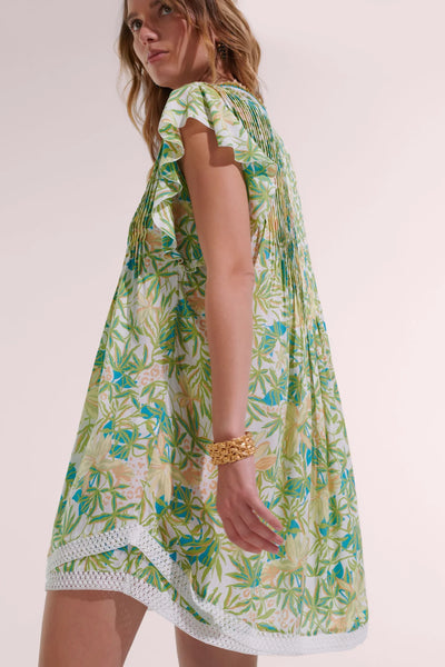 SASHA MINI DRESS IN GREEN ORCHID - Romi Boutique