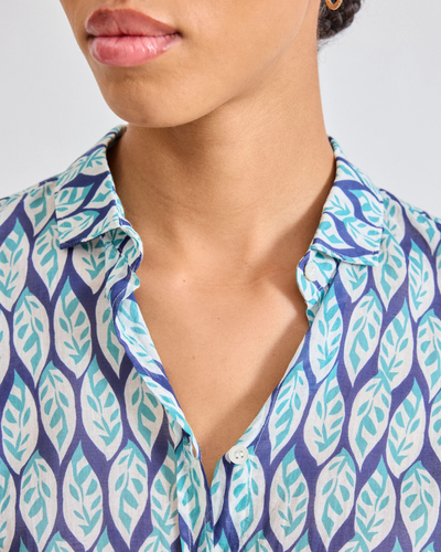 CORAZON WOVEN COTTON SHIRT IN BLUE - Romi Boutique