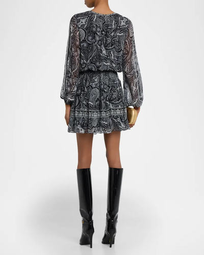 MARICELA MINI DRESS IN BLACK PAISLEY