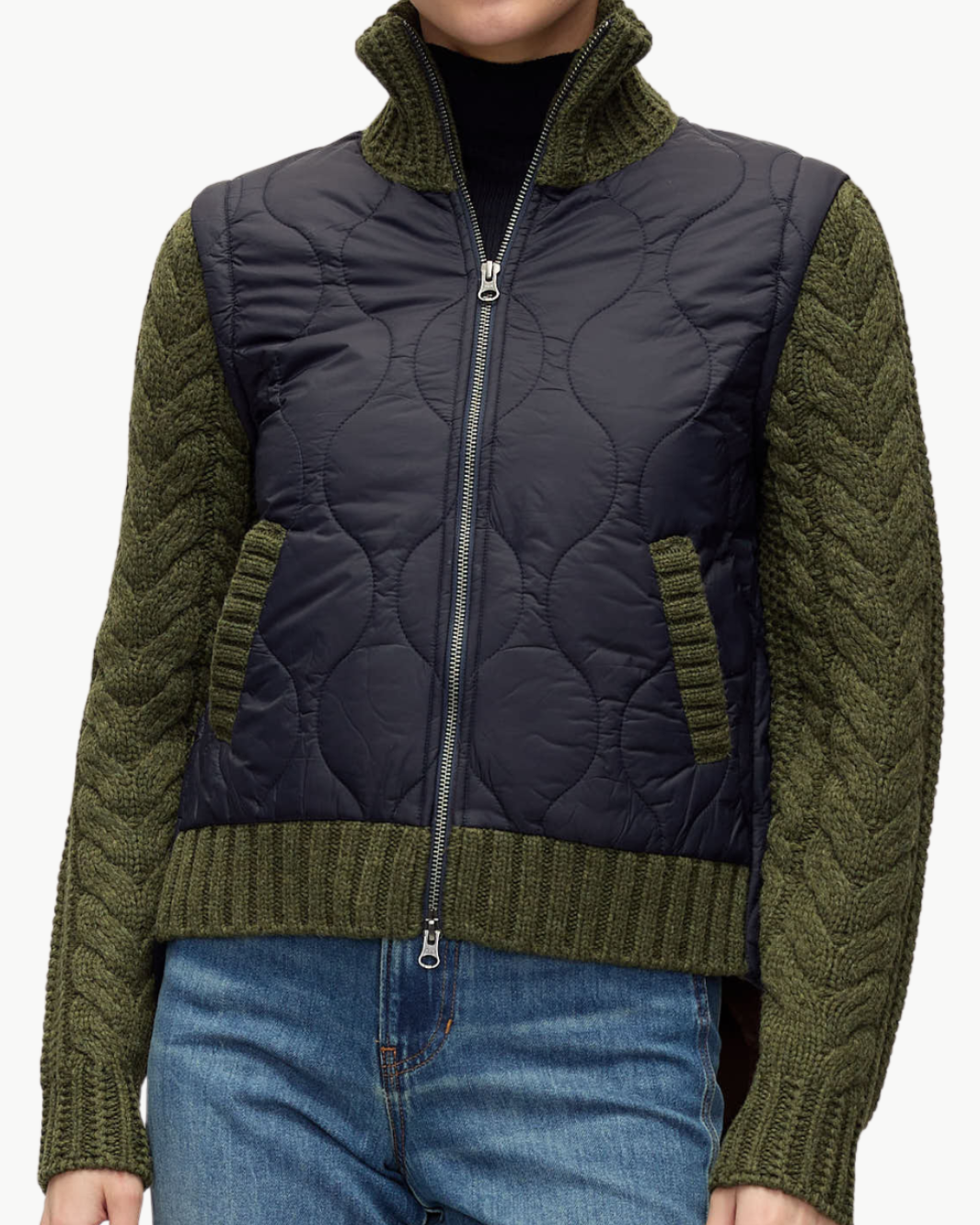 PATRA MIXED MEDIA JACKET IN NAVY/ARMY MELANGE