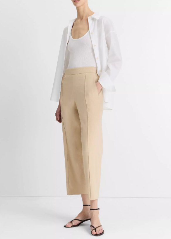 MID-RISE TAPERED PULL-ON PANT IN PALE NUT