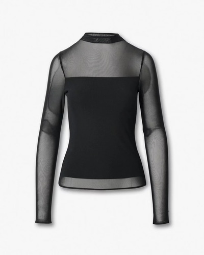 LUCA MIXED-MEDIA MOCKNECK IN BLACK