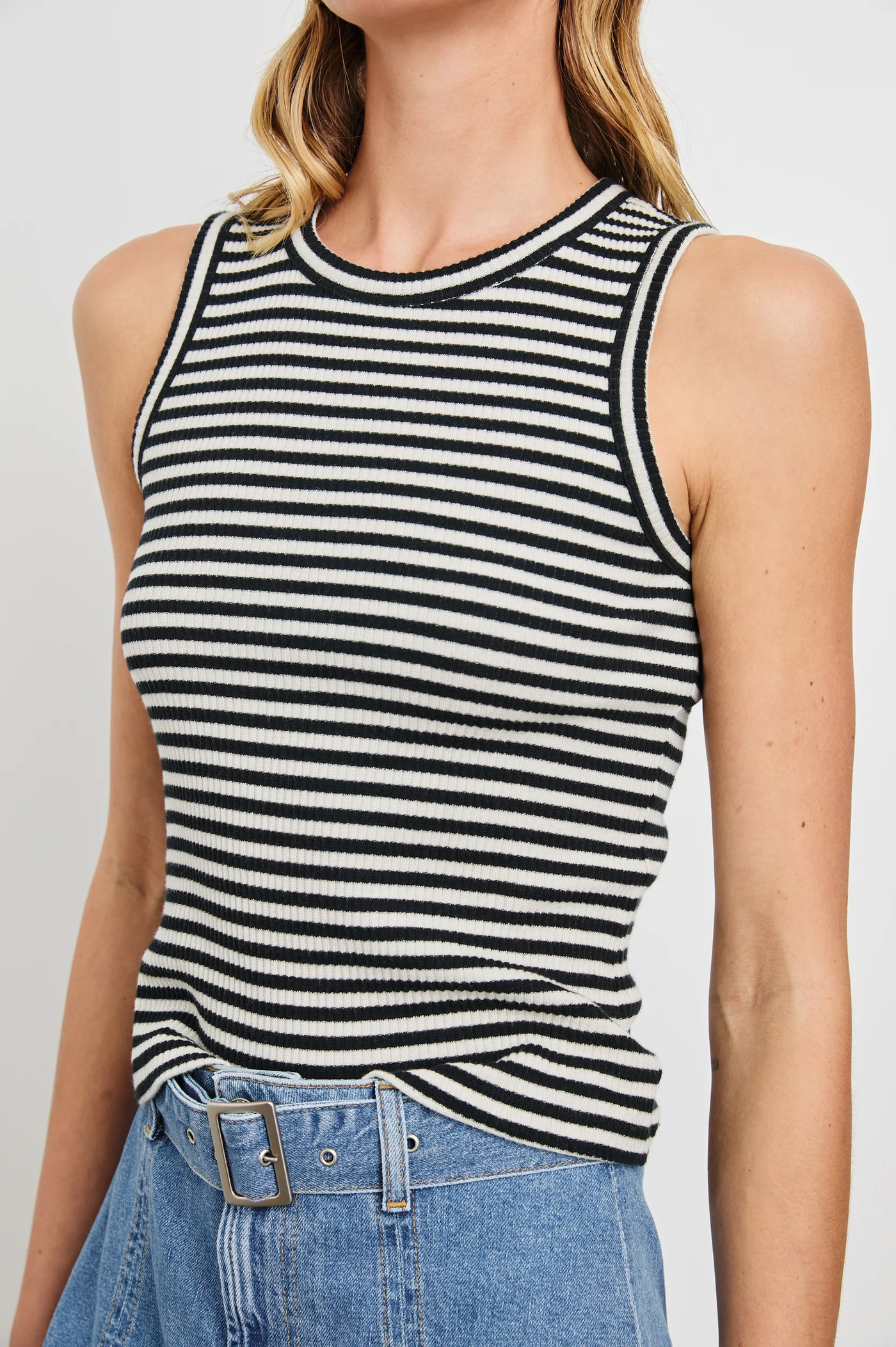 RACER TANK IN BLACK BIRCH STRIPE