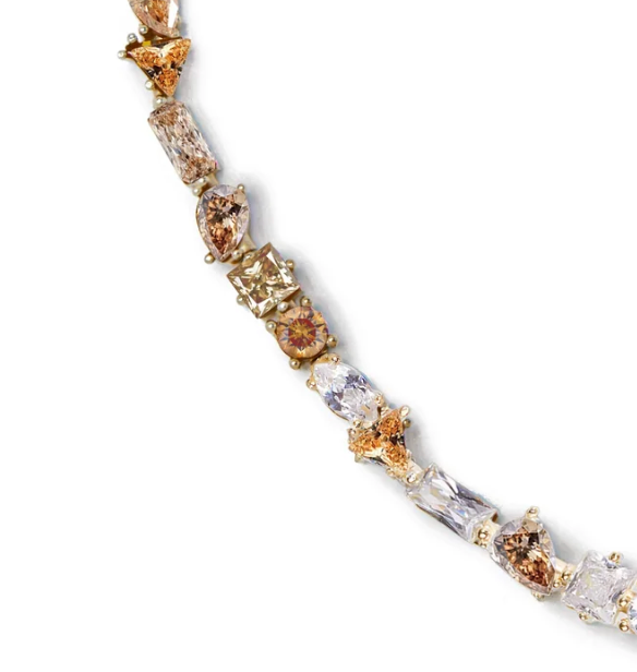 JULIE NECKLACE OMBRE CRYSTALS IN GOLD/ESPRESSO
