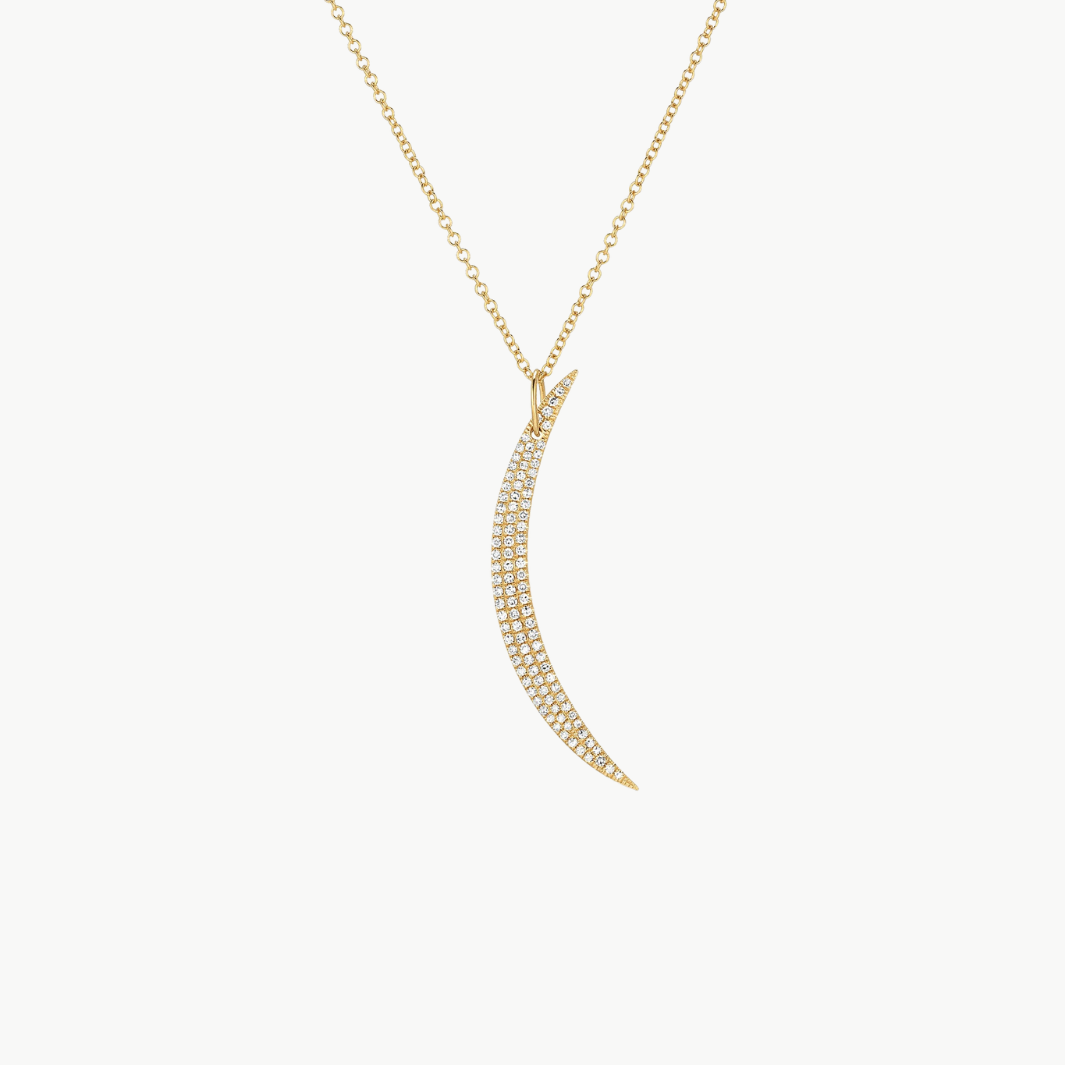 EF Collection Diamond Crescent Necklace in 14K Yellow Gold at Romi Boutique