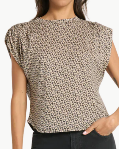 FRANKIE LUXE TEE IN DITSY FLORAL BUTTERSCOTCH - Romi Boutique