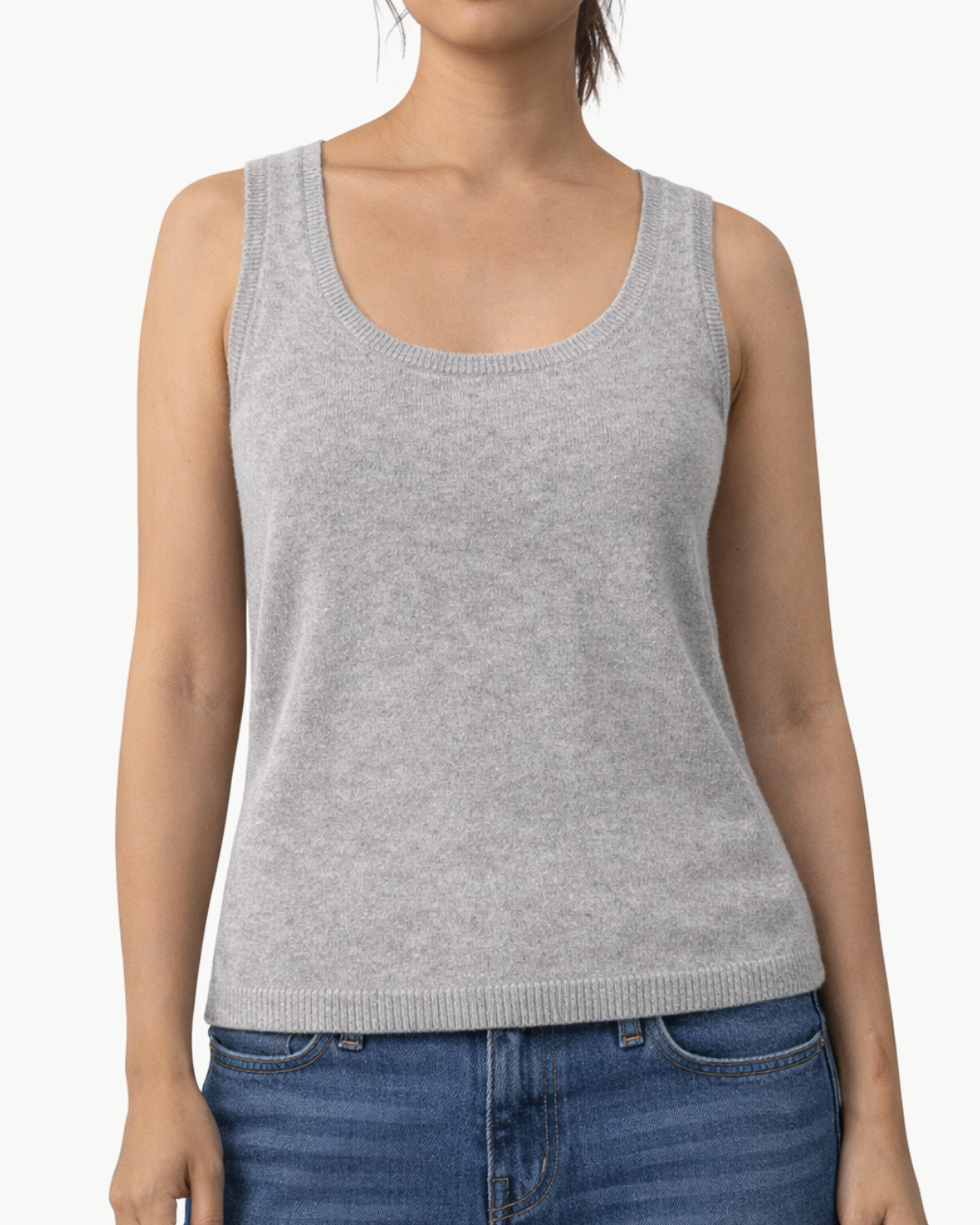 VIOLETTE CASHMERE TANK IN HEATHER GREY by 27 Miles - Romi Boutique