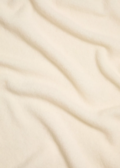 BOUCLE REVERSE JERSEY KNIT OVERSIZE SCARF IN WHITE SAND