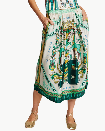 VANESSA MIDI SKIRT IN SPORTY JADE