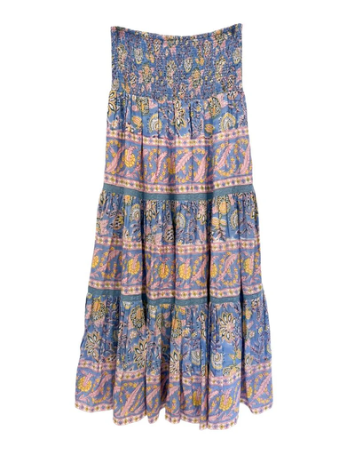 MANDY MAXI SKIRT IN BLUE YELLOW PRINT