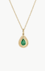EF Collection FLUTED PEAR EMERALD NECKLACE IN 14K YELLOW GOLD at Romi Boutique