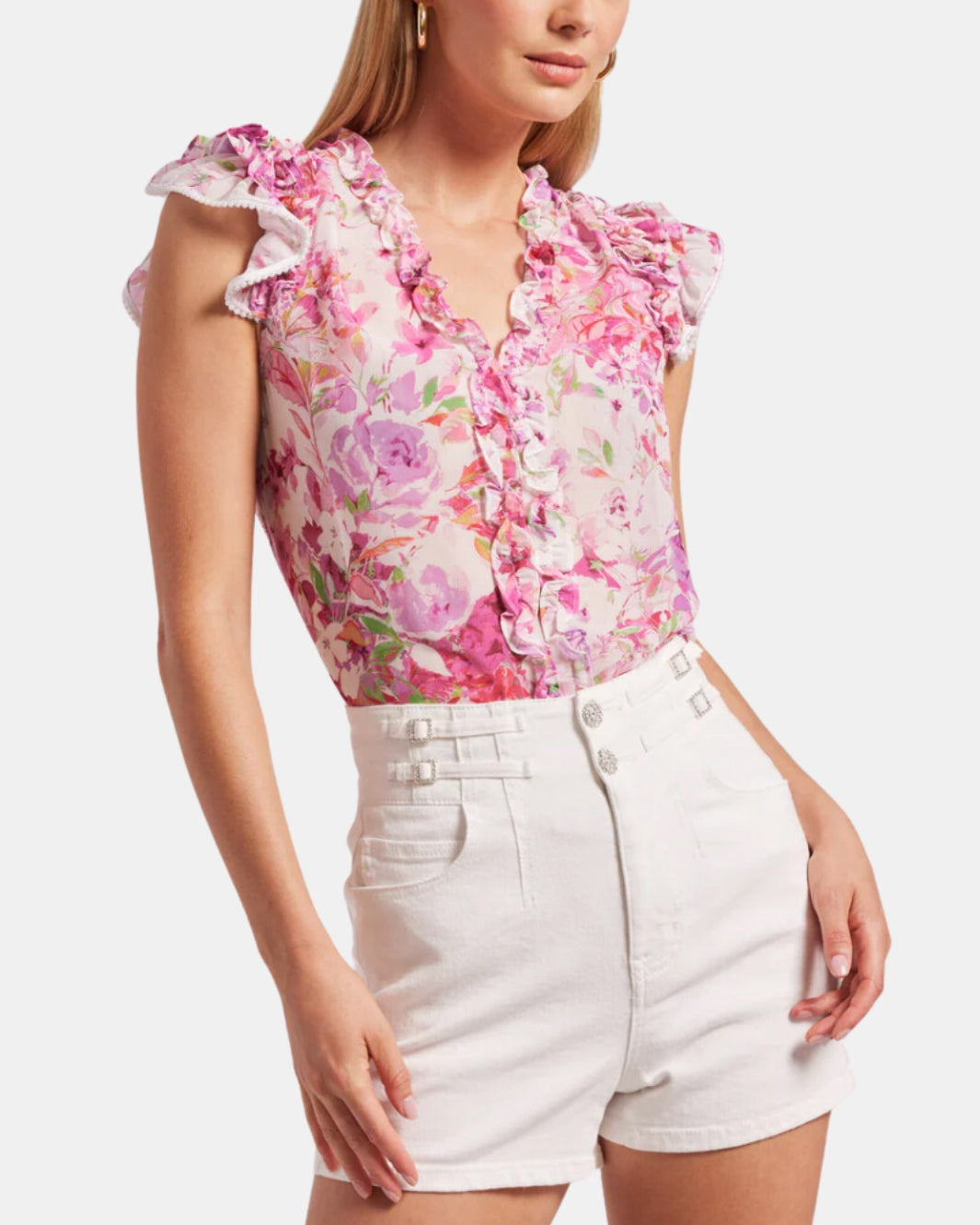 SEANA FLORAL TOP IN FLORAL PINK - Romi Boutique