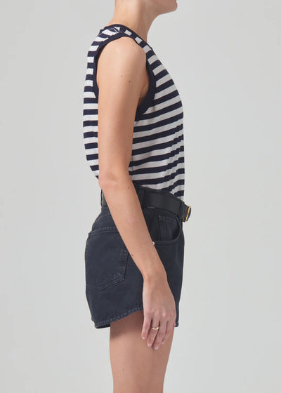 JESSIE MODERN MUSCLE TEE IN ECLIPSE STRIPE - Romi Boutique