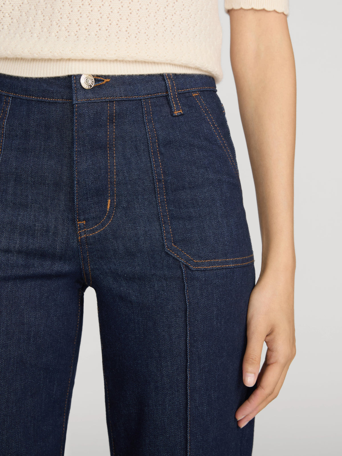 Frame Le Slim Palazzo Pintuck Pocket Jean at Romi Boutique