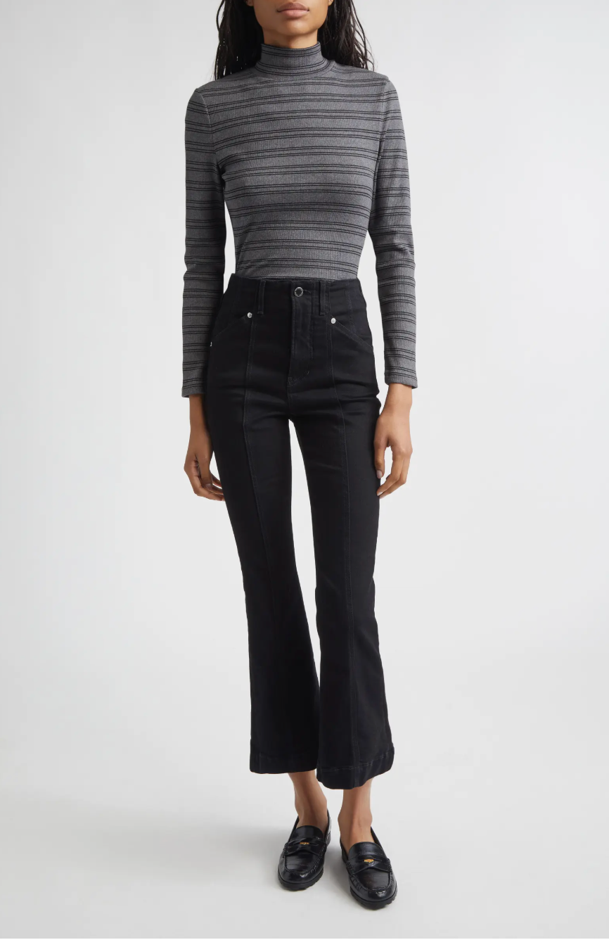 Veronica Beard CARSON HIGH RISE ANKLE FLARE WITH MID SEAM at Romi Boutique