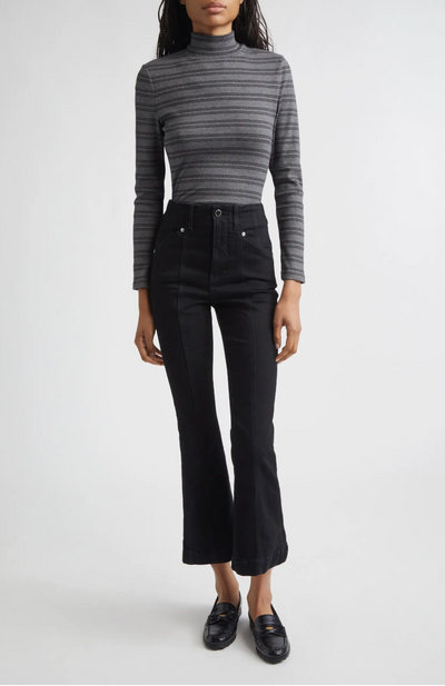 CARSON HIGH RISE ANKLE FLARE WITH MID SEAM IN ONYX