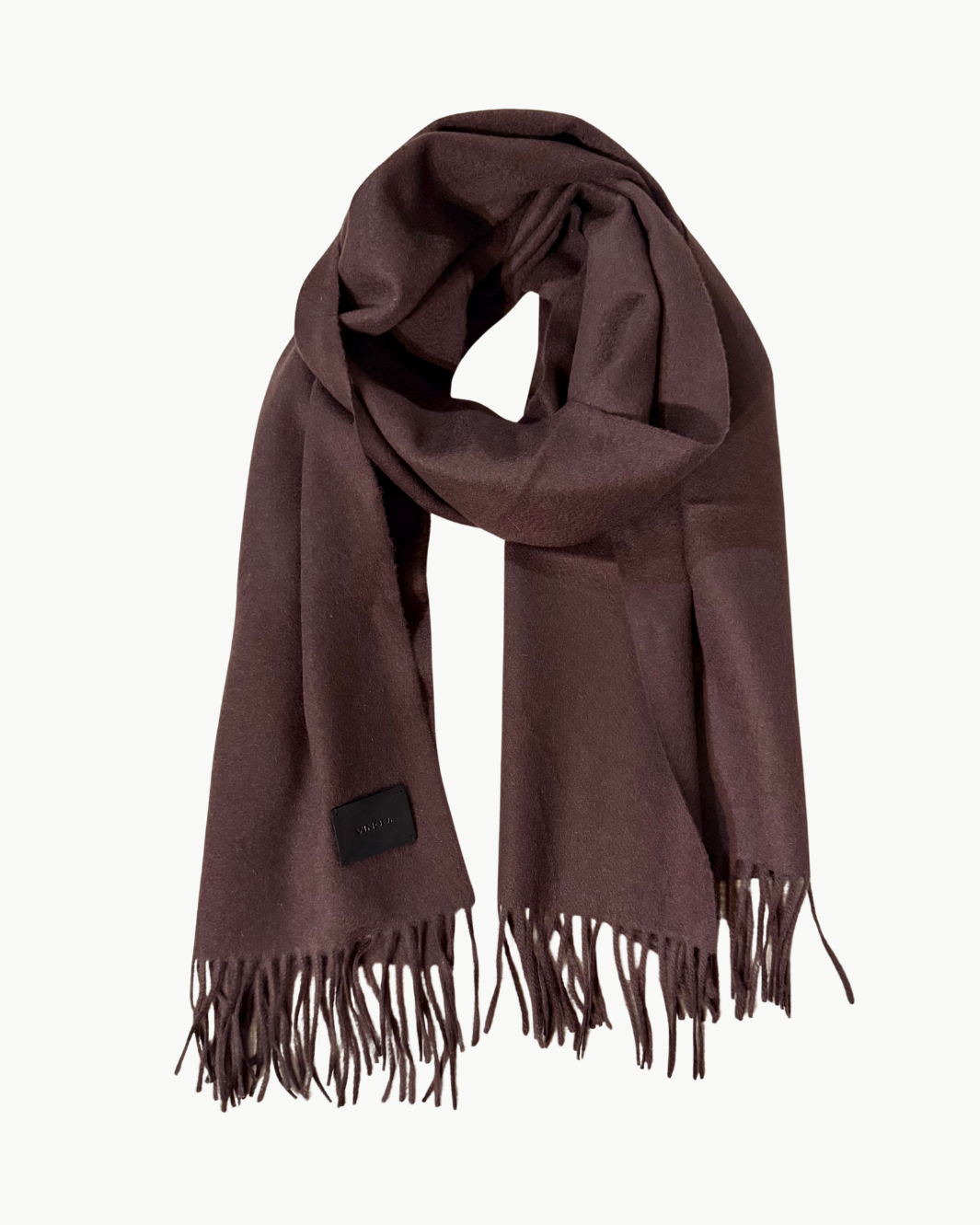 CASHMERE DOUBLE FACE SOLID LONG SCARF IN FIG
