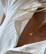 Alexa Leigh PINK HEART CHARM NECKLACE IN GOLD at Romi Boutique