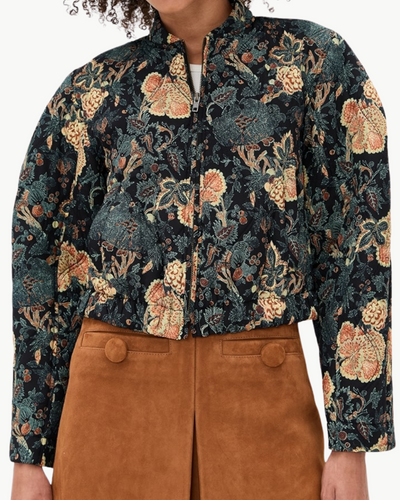 LAVINIA SILK QUILTED BOMBER JACKET IN NUIT