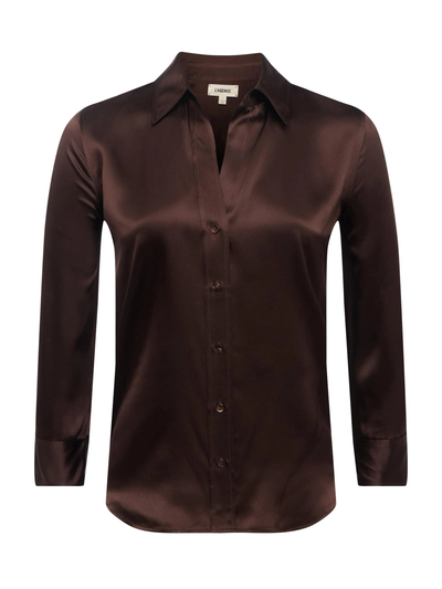 DANI 3/4 SLEEVE BLOUSE IN COFFEE BEAN