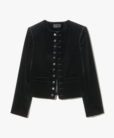 PATTI VELVET SHORT JACKET IN BLACK - Romi Boutique